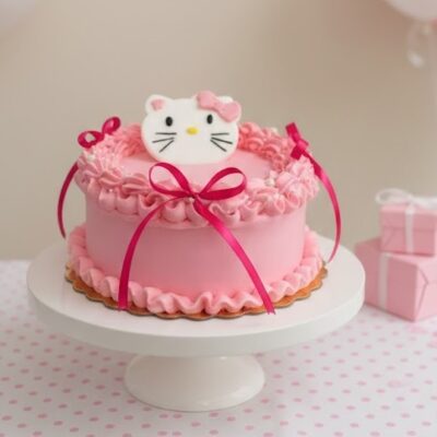 Tort in crema de unt cu pisicuta