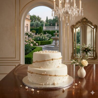 Tort cu alb si auriu